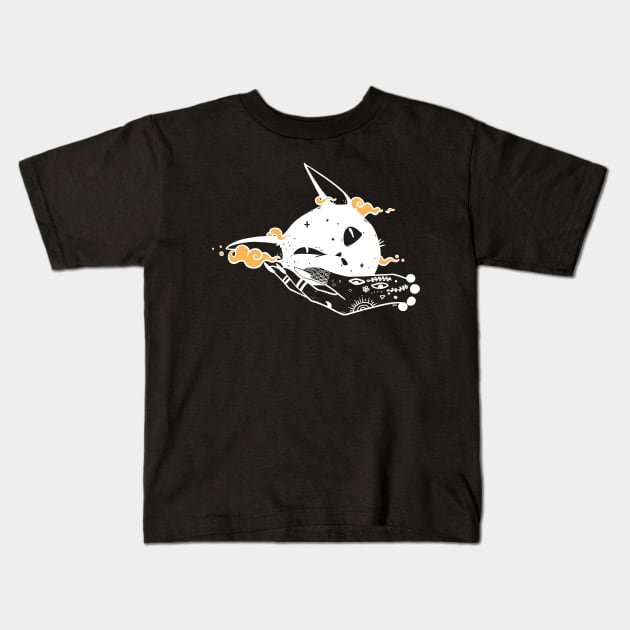 Cute Black Cat Head And Witch Hand Kids T-Shirt by cellsdividing